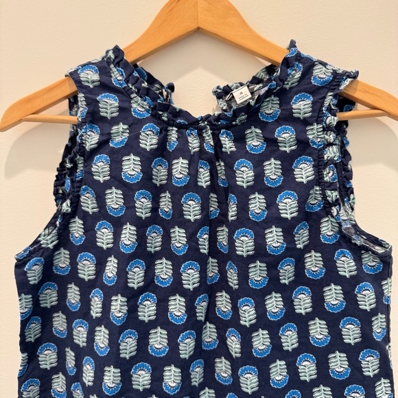 J. Crew printed linen blend ruffle neck top blouse sleeveless blue
Size S - Picture 5 of 9